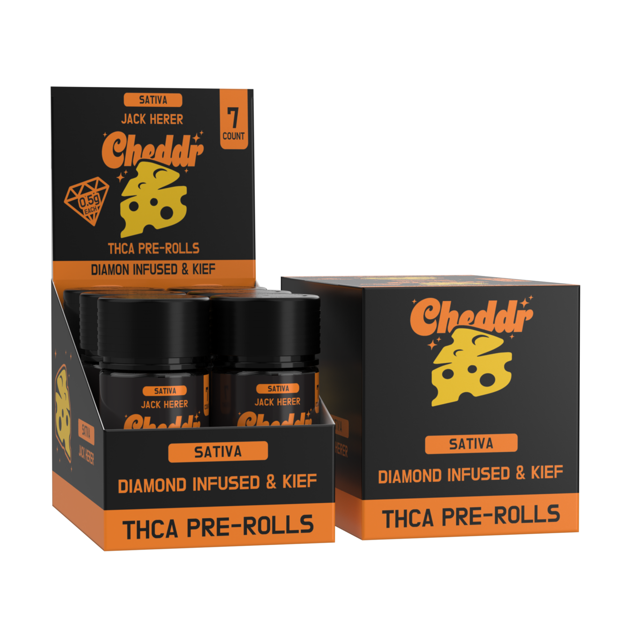 7ct - 0.5g Diamond Infused & Kief Coated Prerolls - Jack Herer - Sativa - Image 1